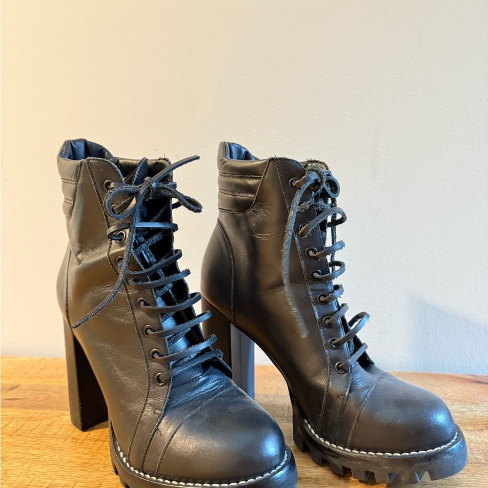 SCHUTZ Black Heeled Combat Boots